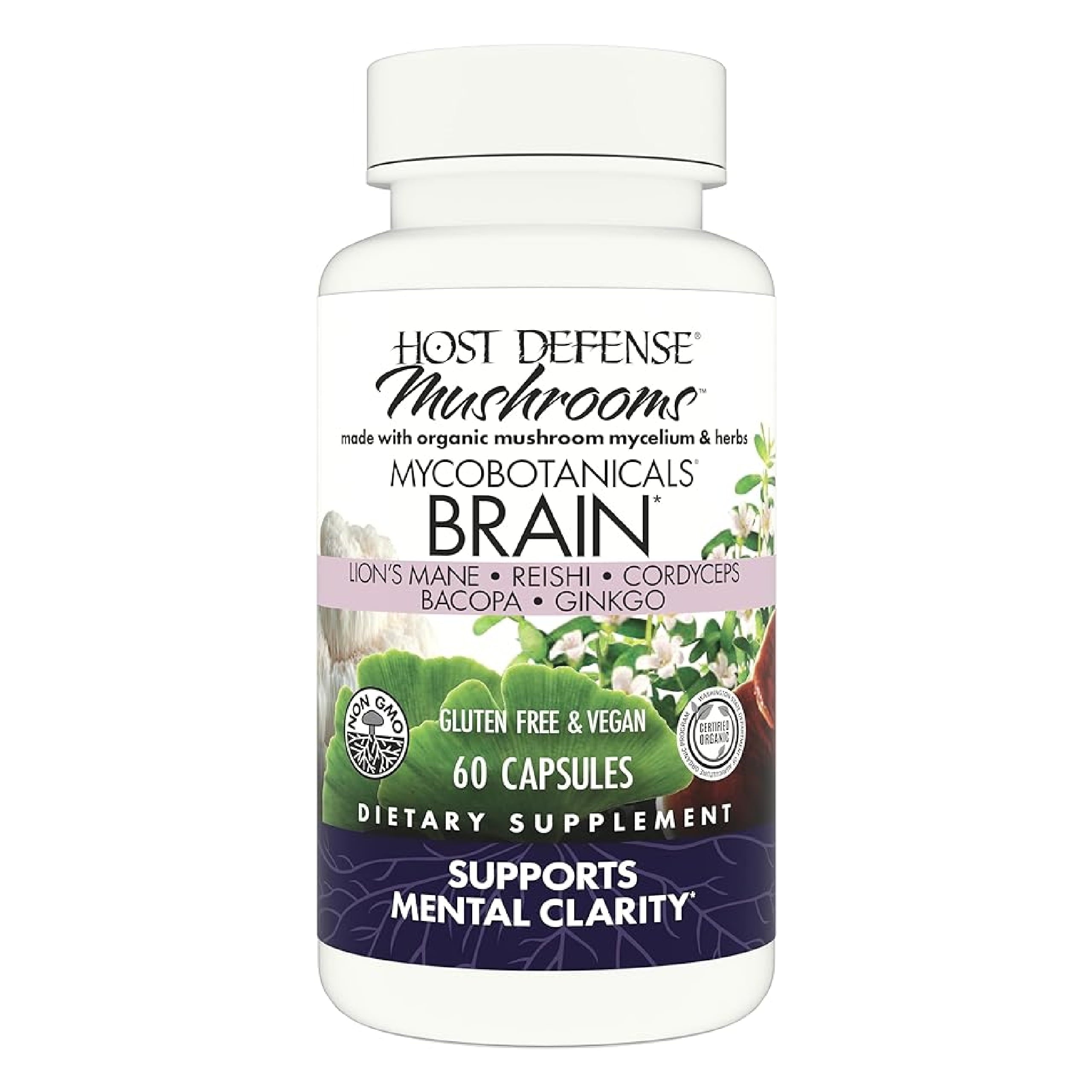 Host Defense Mycobotanicals Brain* Capsules - 60 Capsules (30 Servings)