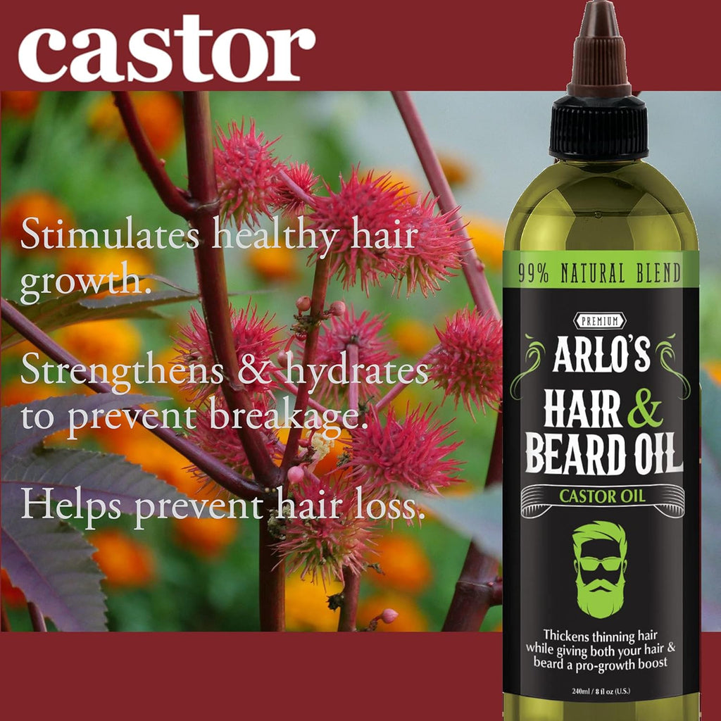 Hair and Beard Oil with Castor Oil 8 Oz. - Hair Oil, Mustache Oil and Beard Oil Growth