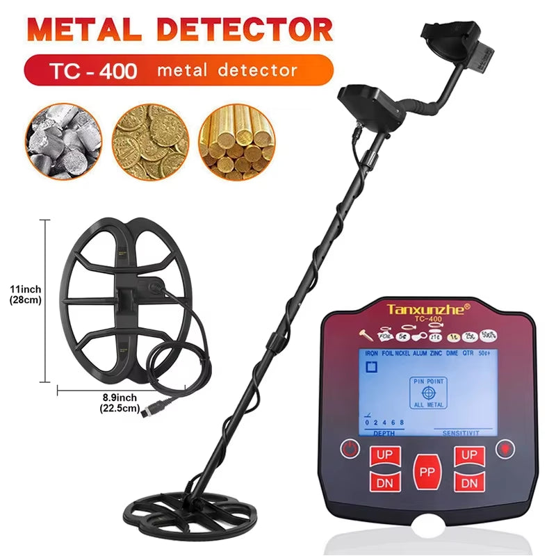 TC-400 High Sensitivity Metal Detector Waterproof Detector Metales Pinpointing Search Underground Gold for Treasure Adjustable