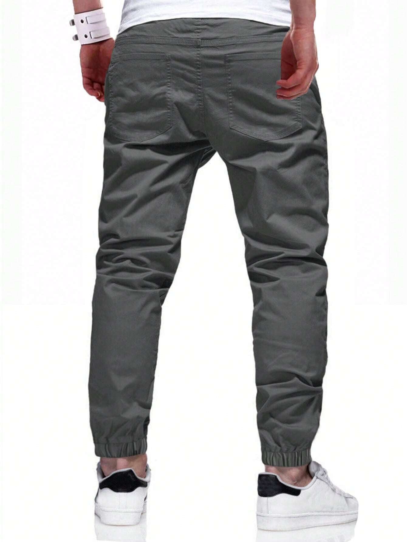 Manfinity Homme Loose-Fit Men'S Carrot Pants with Drawstring Waist