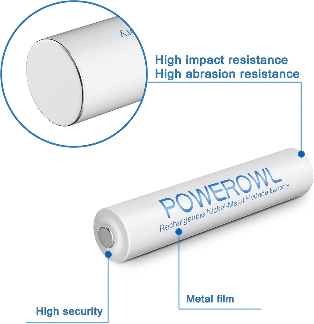 POWEROWL AAA Rechargeable Batteries, Rechargeable AAA Batteries 1000Mah High.
