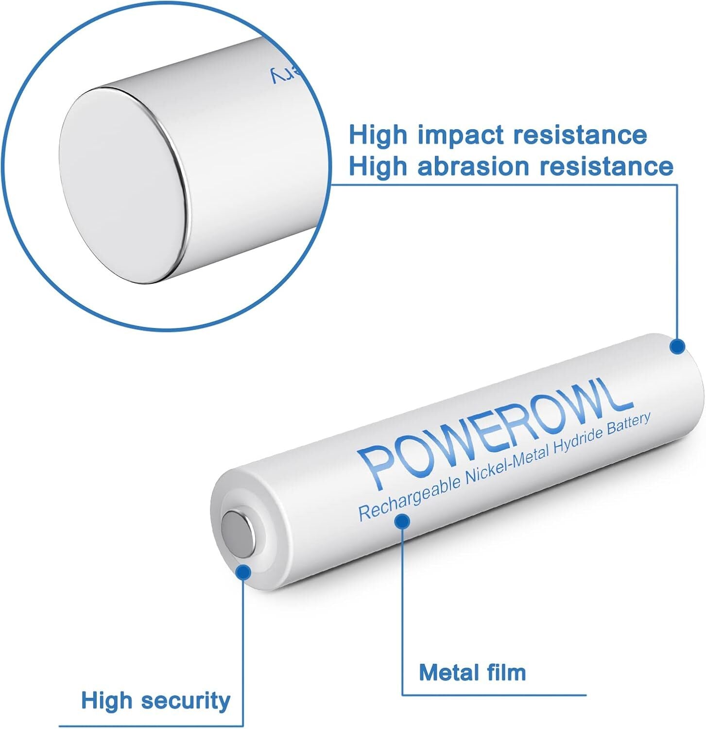 POWEROWL AAA Rechargeable Batteries, Rechargeable AAA Batteries 1000Mah High.