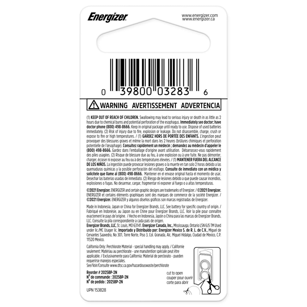 CR2025 Coin Batteries (2 Pack), 2025 3V Lithium Batteries, Long-Lasting Power Compatible with Key Fobs, Watches and More