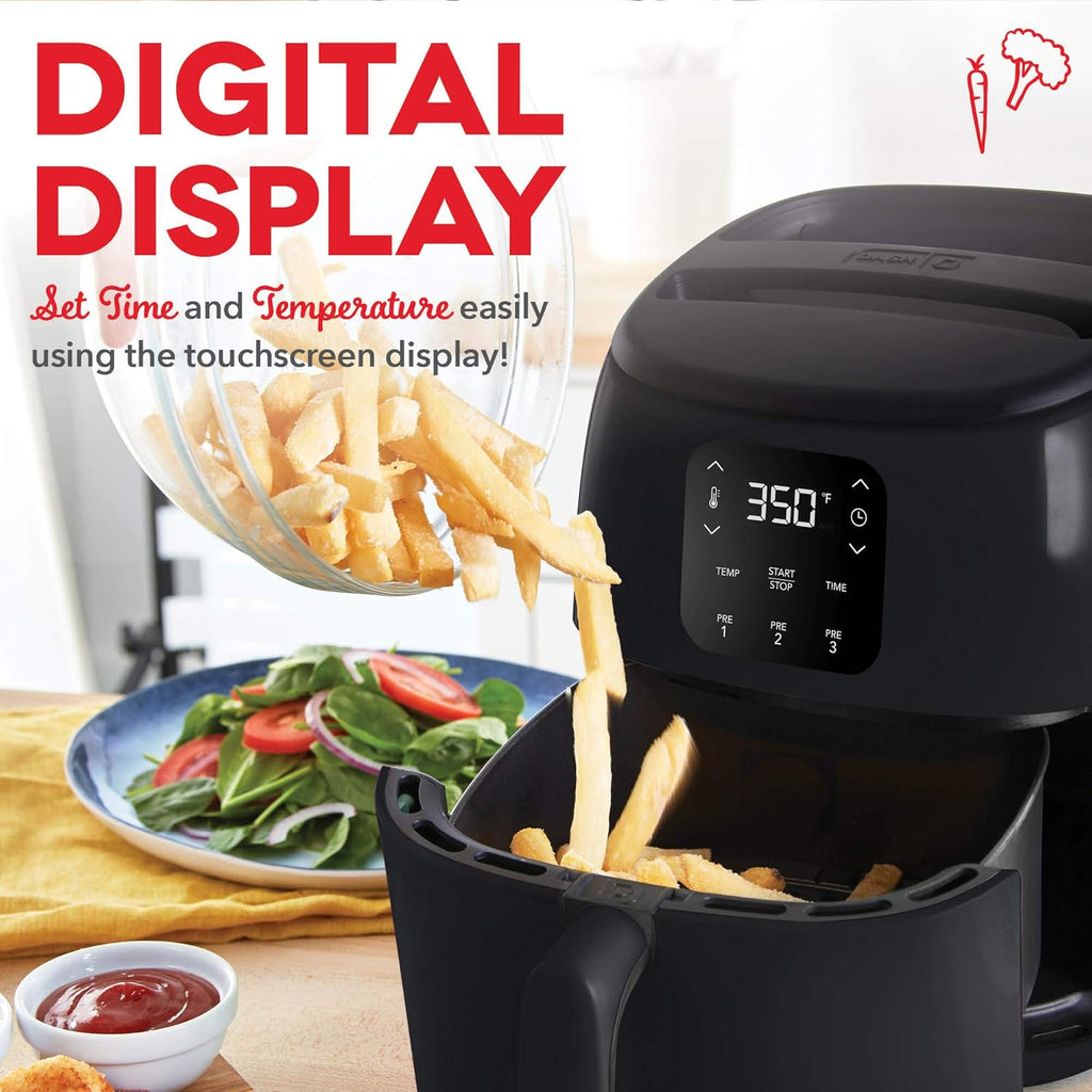 Tasti-Crisptm Digital Air Fryer with Aircrisp Technology + 6Pc Accessory Kit - Healthier Fried Food with Custom Presets