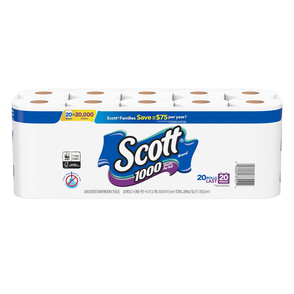 Premium Toilet Paper - 20 Rolls, 1,000 Sheets per Roll (Total of 20,000 Sheets)