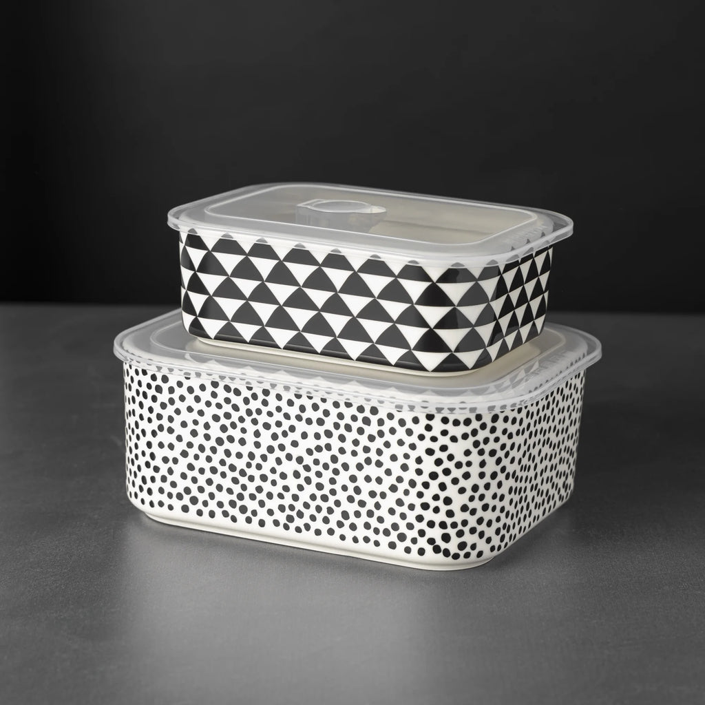 4-Piece Rectangle Ceramic Baking Dish & Lid Set - Dot