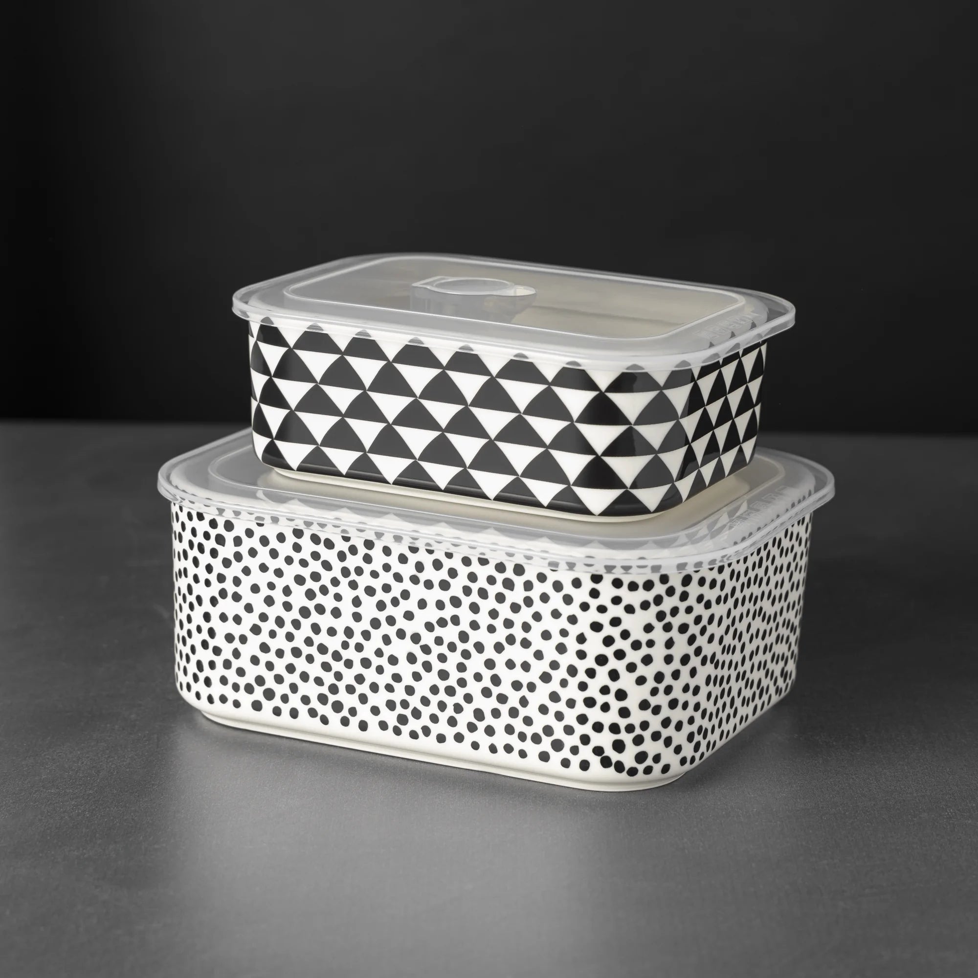 4-Piece Rectangle Ceramic Baking Dish & Lid Set - Dot