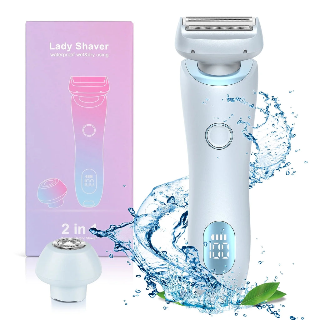 Woman Electric Razor, Rechargeable Cordless Shaver for Woman Face Leg Bikini, Wet Dry Use