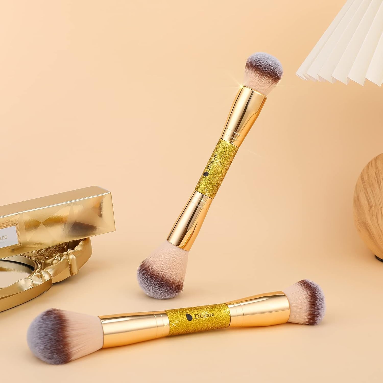 Foundation Powder Brush Double Ended Blush Makeup Brushes, Duo Bronzer Blush Ideal for Cream or Powder
