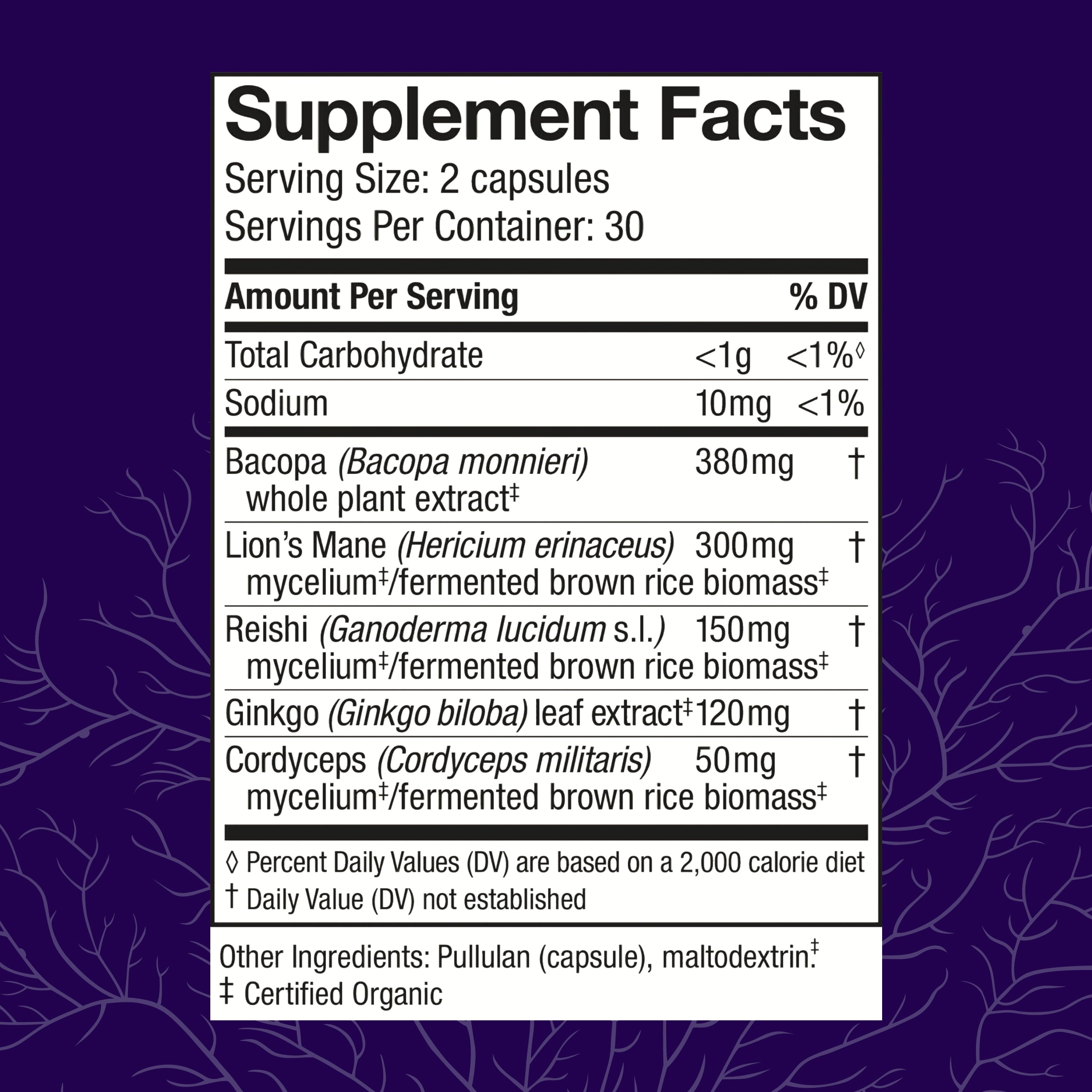Host Defense Mycobotanicals Brain* Capsules - 60 Capsules (30 Servings)