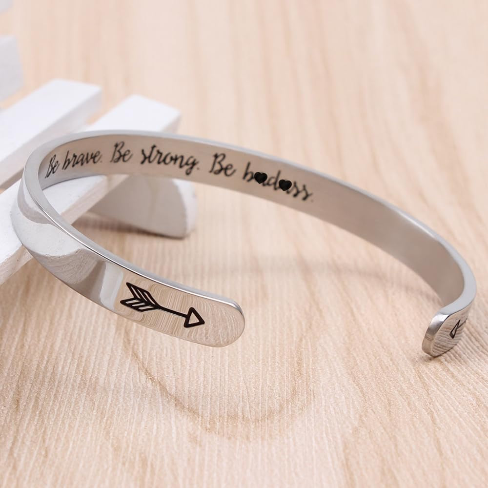 Inspirational Cuff Bracelet Bangle for Women Teen Girls - Birthday Jewelry Quotes - Friend Gift for Her Mom