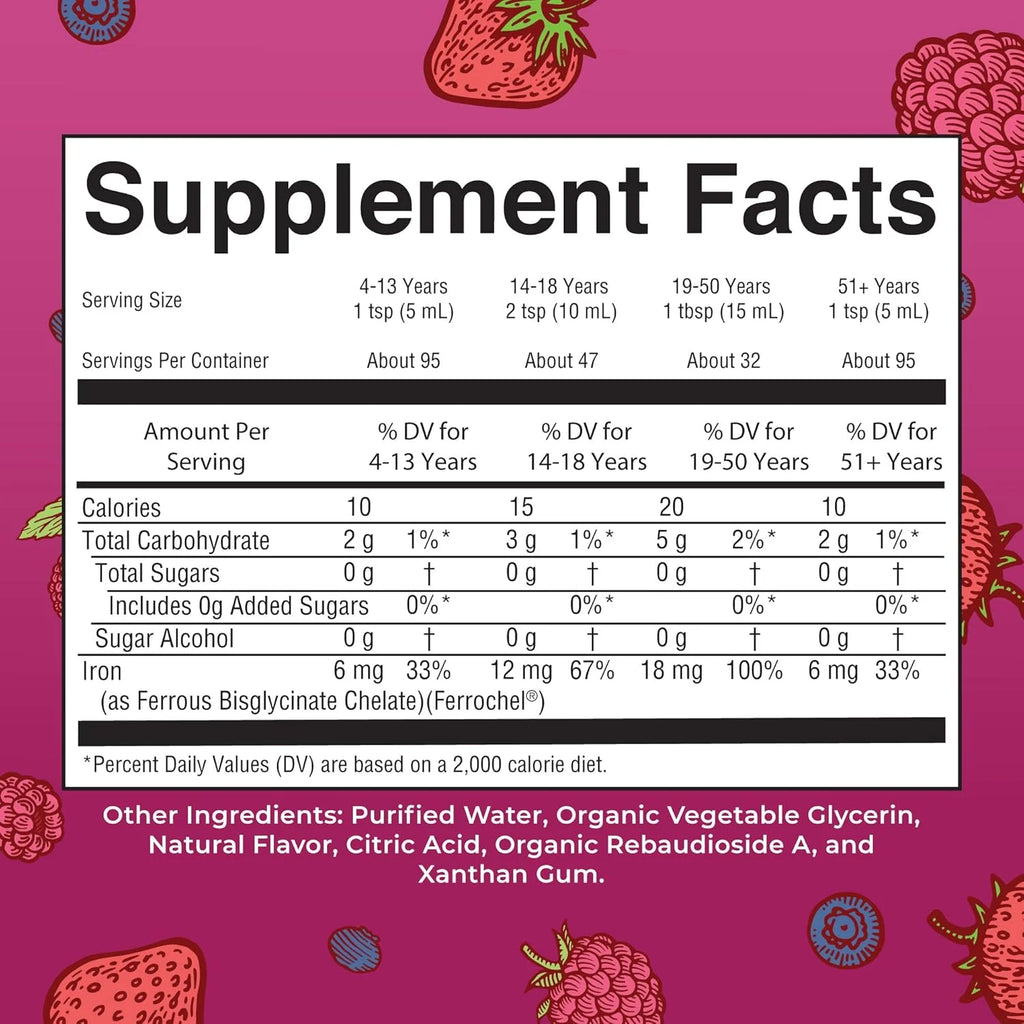 Iron Supplement for Women Men & Kids Liquid Iron Supplement for Women Men & Kids 15.22 Fl Oz