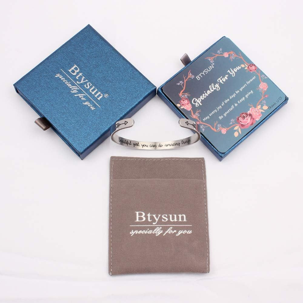 Inspirational Cuff Bracelet Bangle for Women Teen Girls - Birthday Jewelry Quotes - Friend Gift for Her Mom