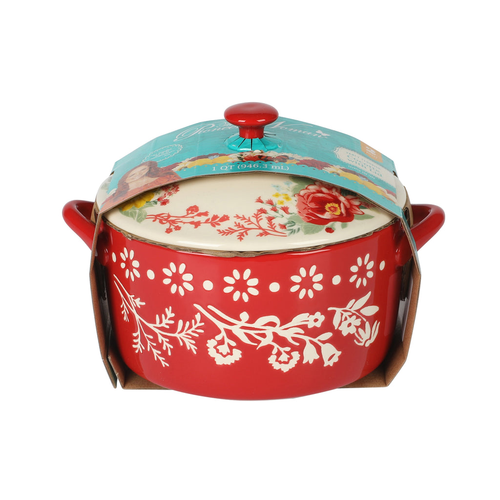 Fancy Flourish round Ceramic Casserole Dish with Lid