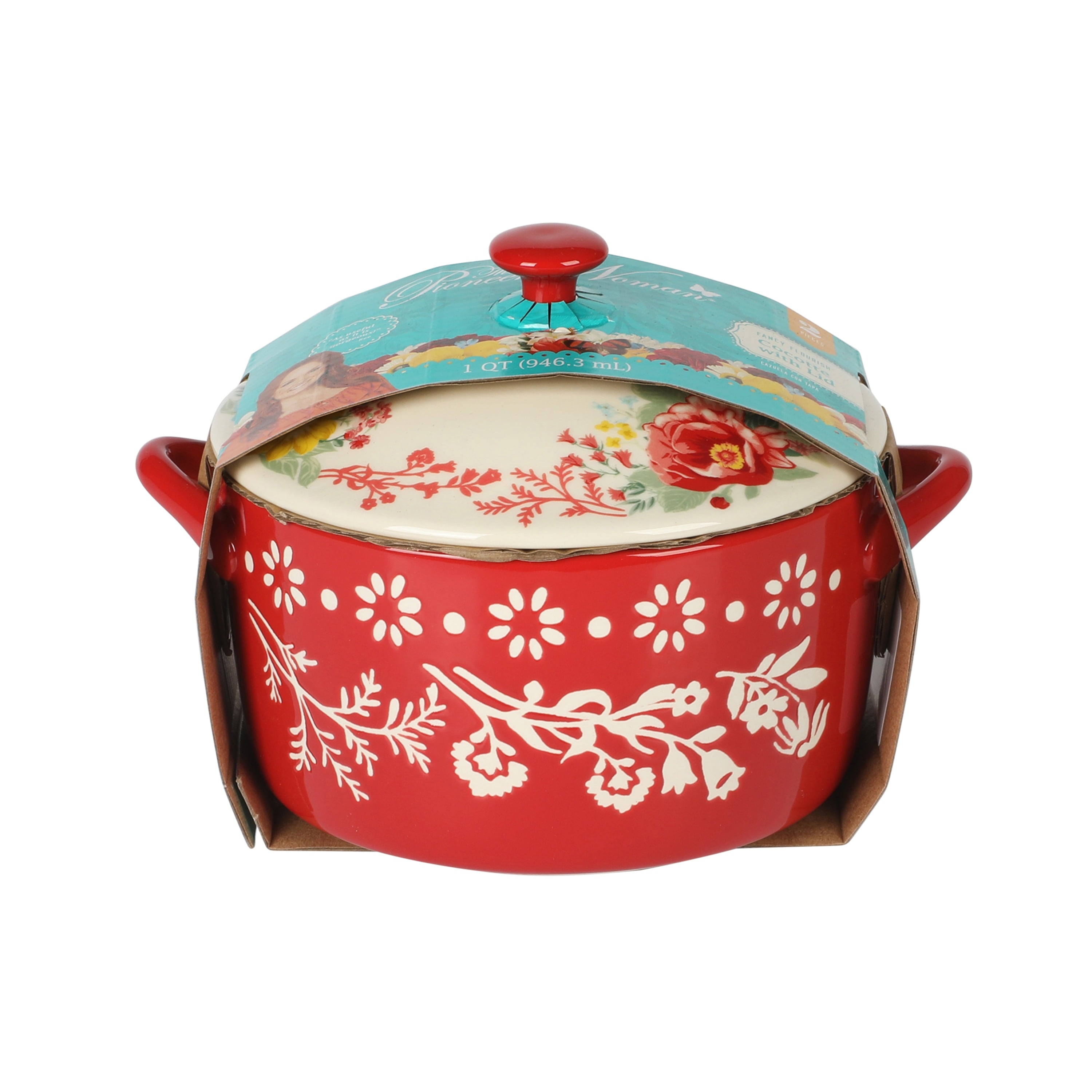 Fancy Flourish round Ceramic Casserole Dish with Lid