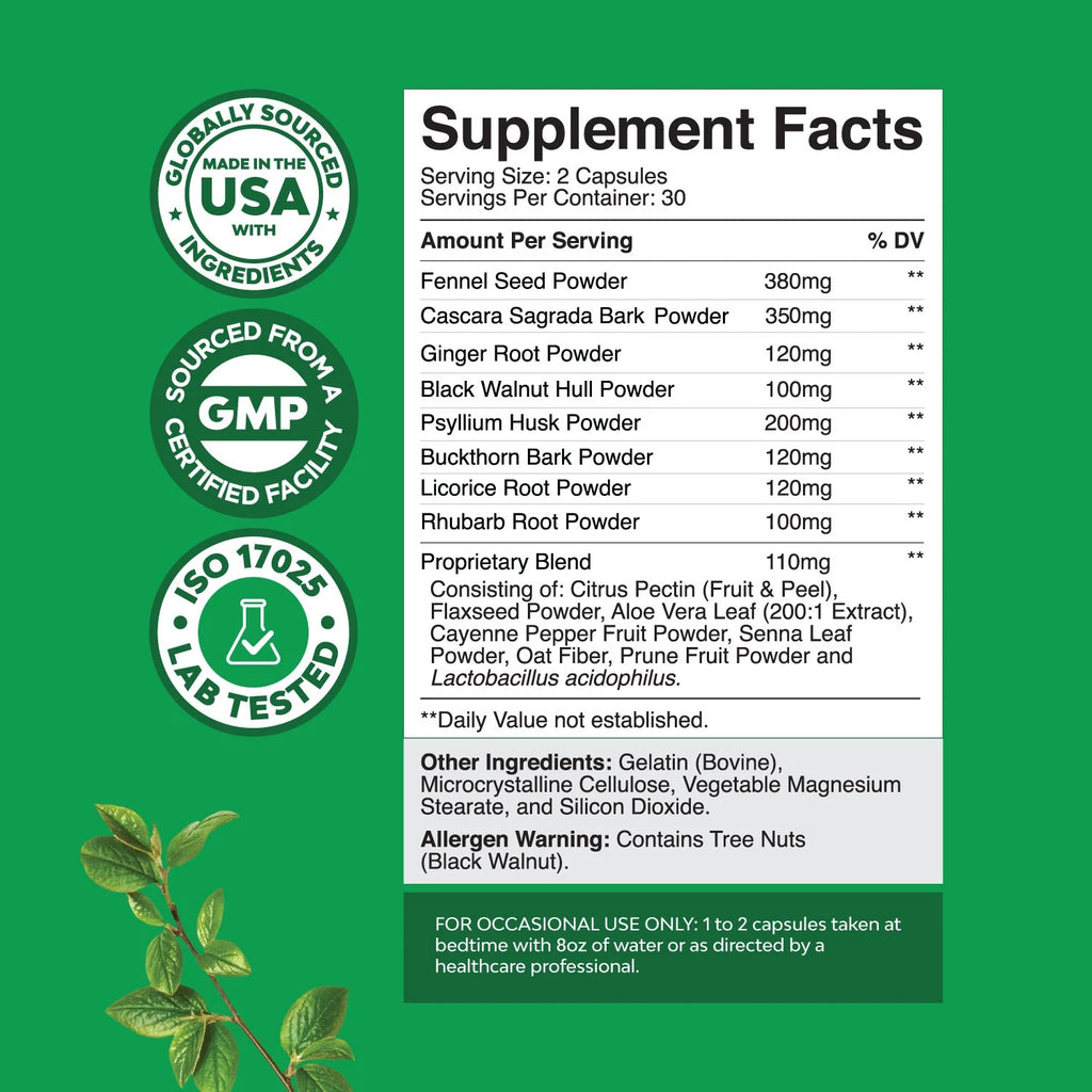 Colon Cleanser & Detox - Lactobacillus Acidophilus Probiotic Supplement Body Cleanse - Psyllium Husk Capsules Gut Health Supplement