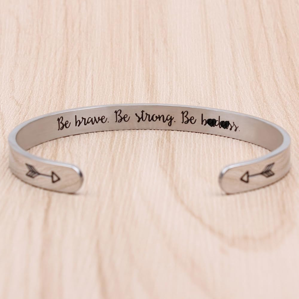 Inspirational Cuff Bracelet Bangle for Women Teen Girls - Birthday Jewelry Quotes - Friend Gift for Her Mom