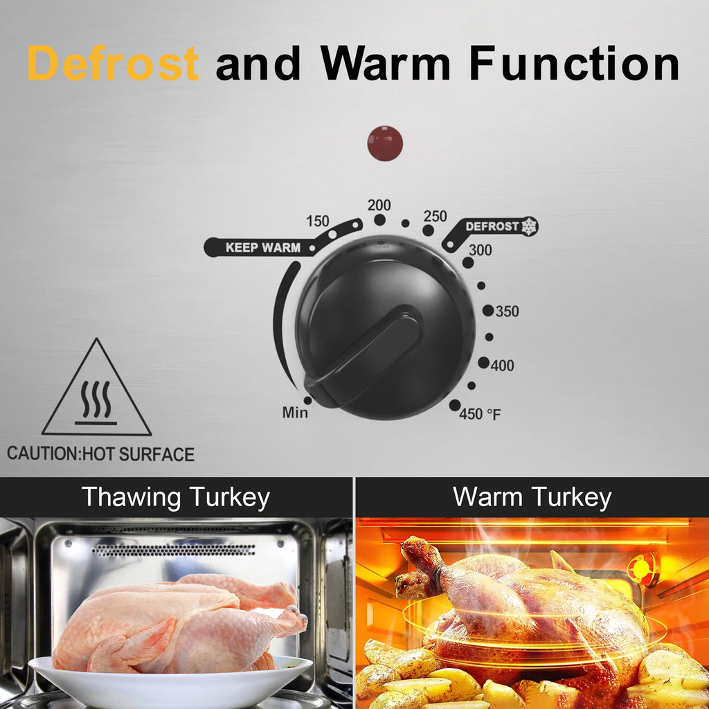 18 Quart Roasting Oven with Self-Basting Lid Removable Pan, 150 to 450F Temperature Control Cool-Touch Handles,Silver