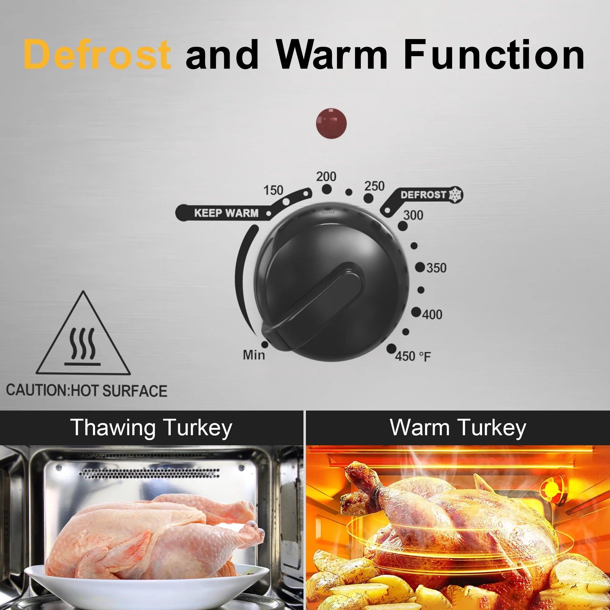18 Quart Roasting Oven with Self-Basting Lid Removable Pan, 150 to 450F Temperature Control Cool-Touch Handles,Silver