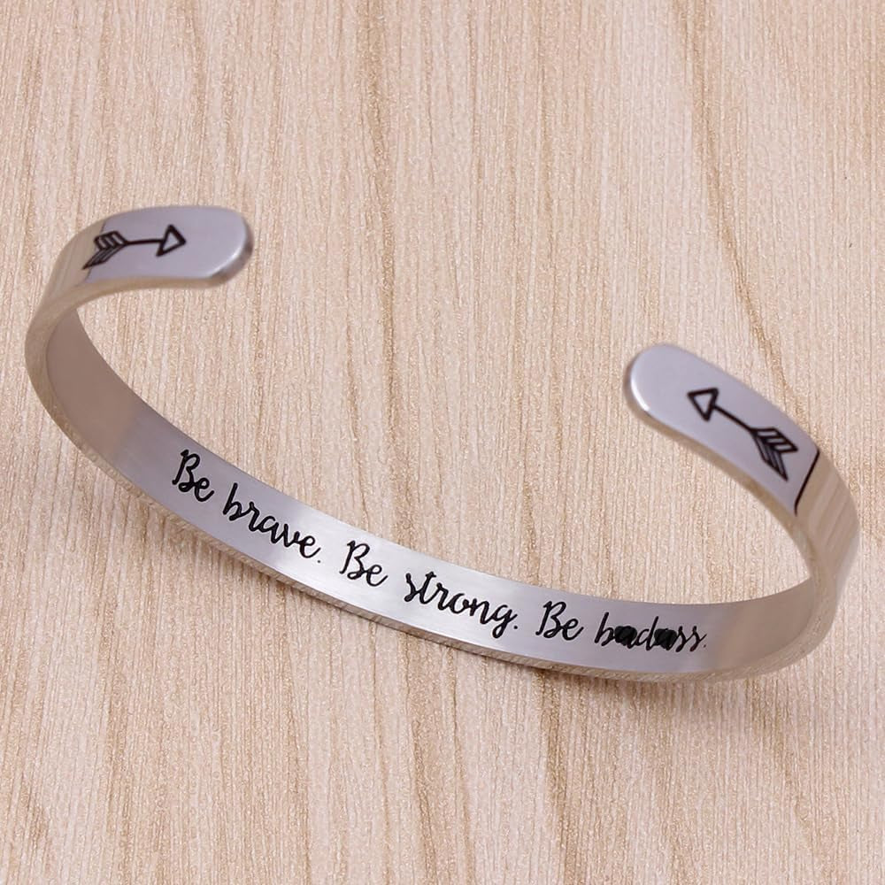 Inspirational Cuff Bracelet Bangle for Women Teen Girls - Birthday Jewelry Quotes - Friend Gift for Her Mom