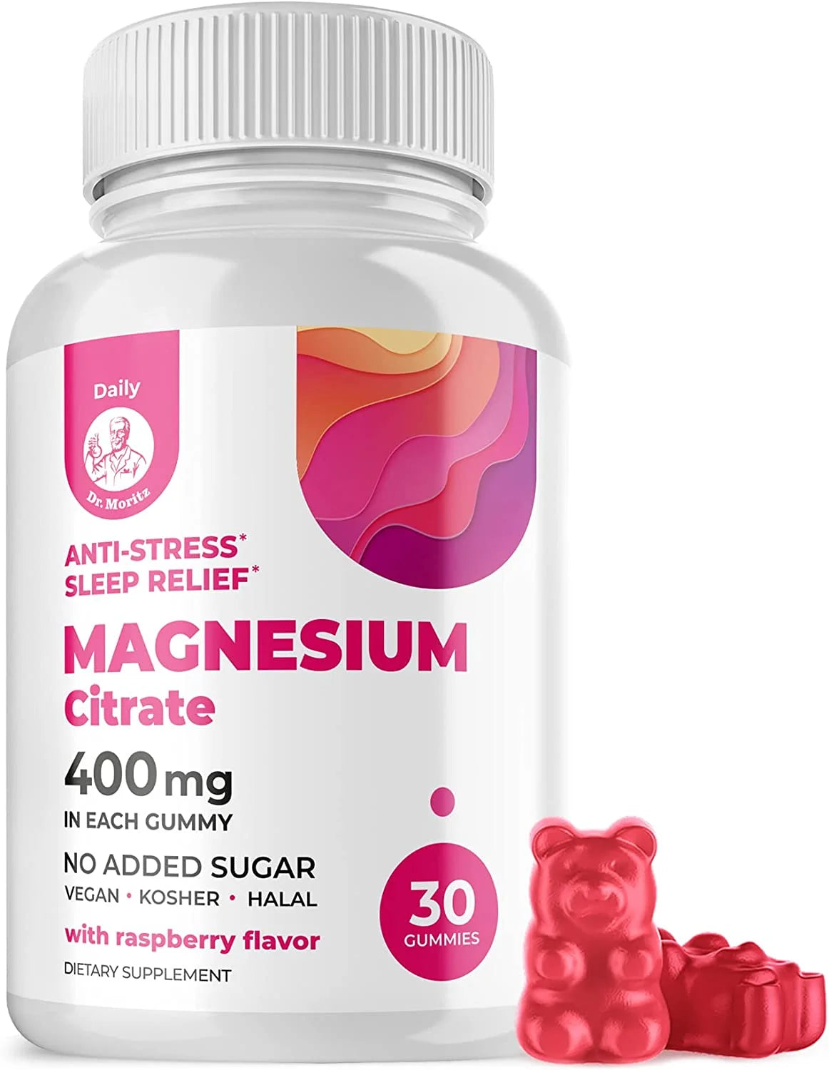 Magnesium Citrate Gummies, Sugar-Free Kids Stress Relief Gummies, Calm Magnesium Gummies Dietary Supplements Chews for Kids & Adults - 30 Count