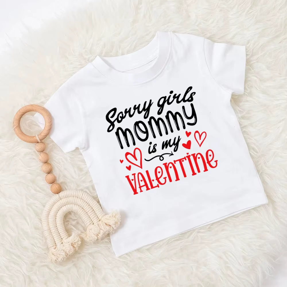 Mommy and Daddy'S Valentine Print Kids T Shirt Child Clothes Tops Boys Girls Shirt Valentine'S Day Party Present Casual Outfit