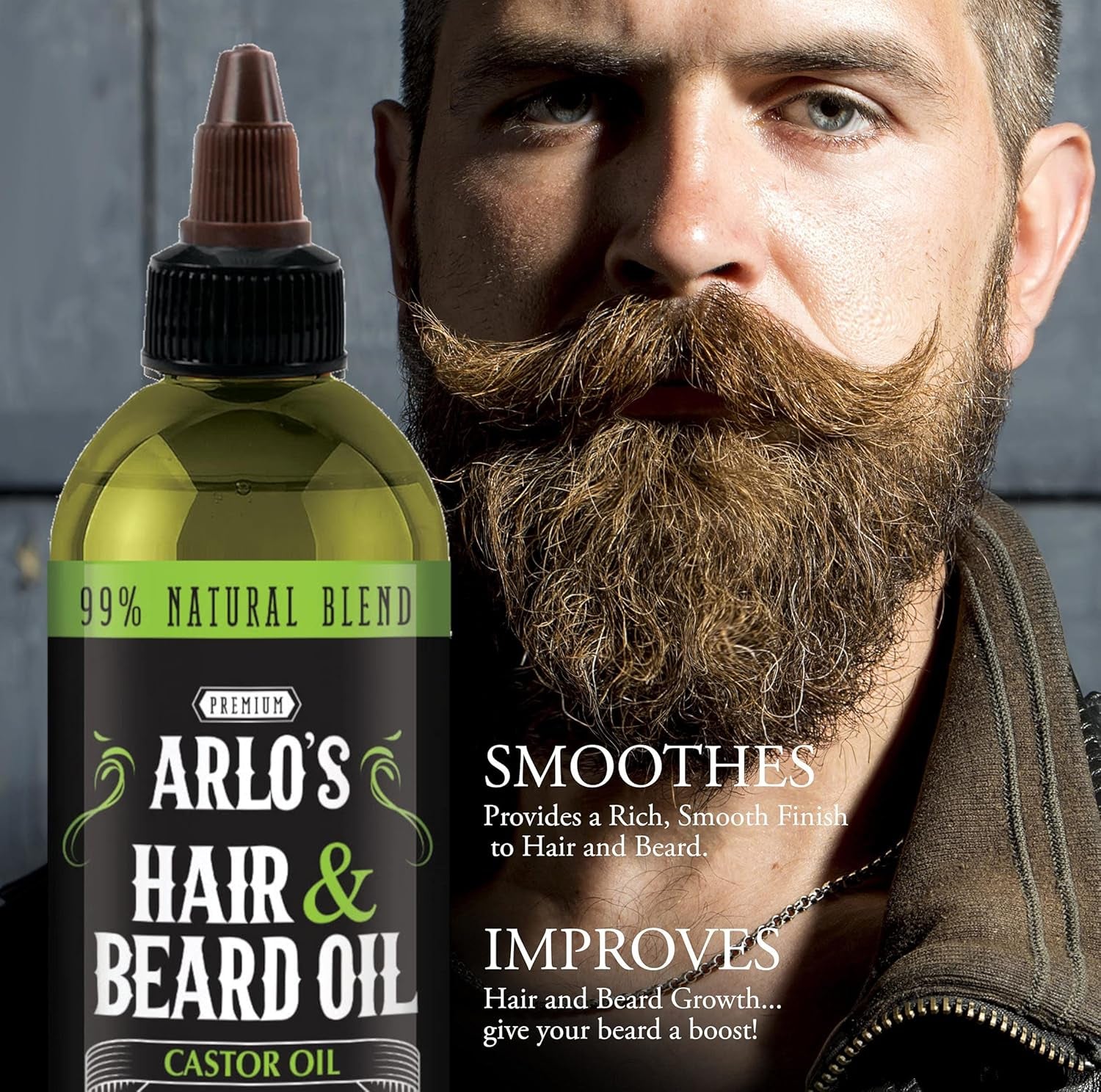 Hair and Beard Oil with Castor Oil 8 Oz. - Hair Oil, Mustache Oil and Beard Oil Growth