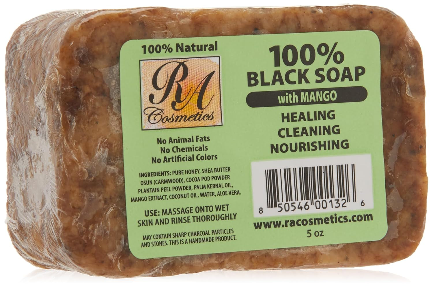 Natural African Black Soap with Mango Scent, 5 oz (141 g)