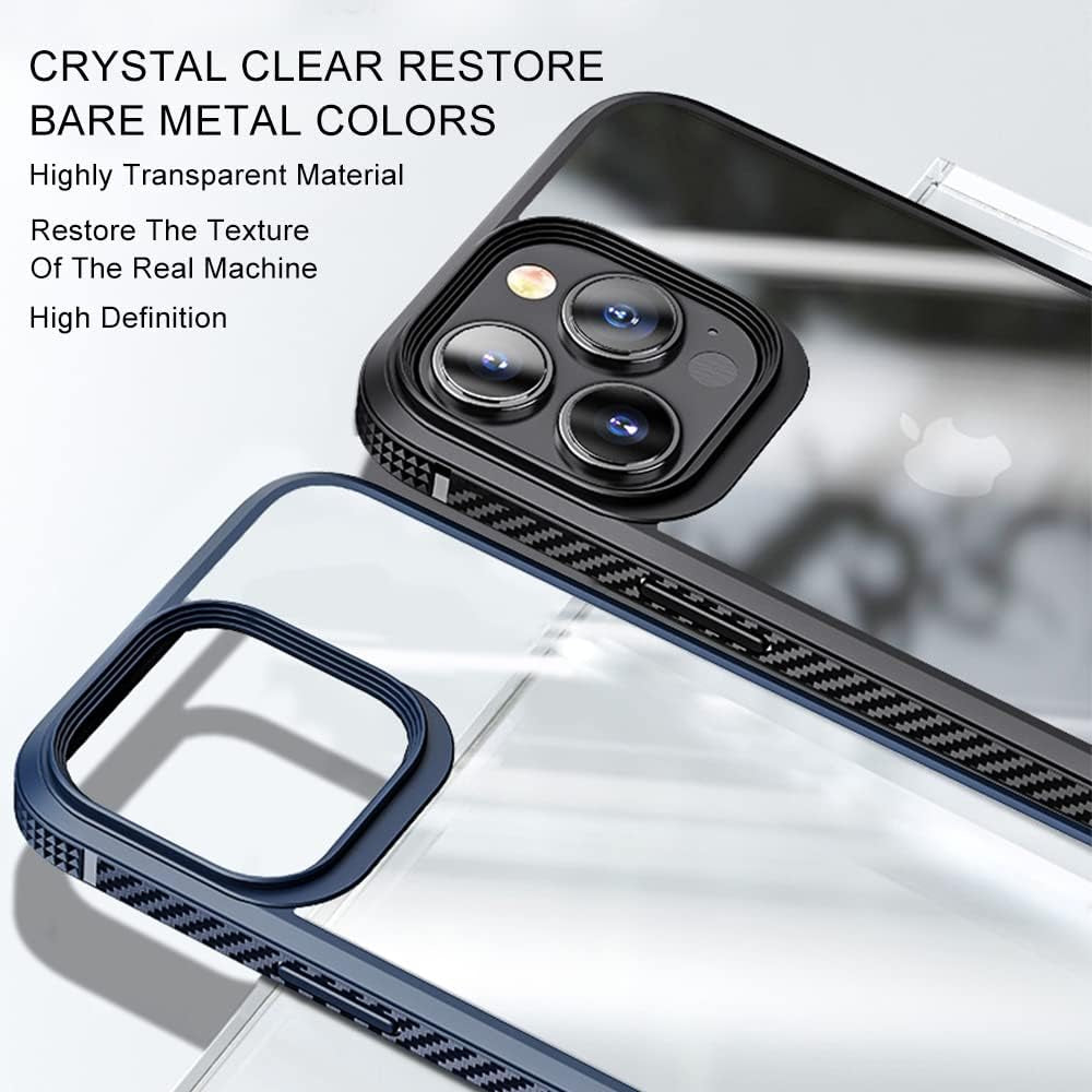 Compatible with Iphone 13 Pro Case - Shockproof Drop Protection Transparent Case Slim Fit Designed for Iphone 13 Pro Phone Case Anti-Fingerprint Anti-Scratch 6.1 Inch(Blue)