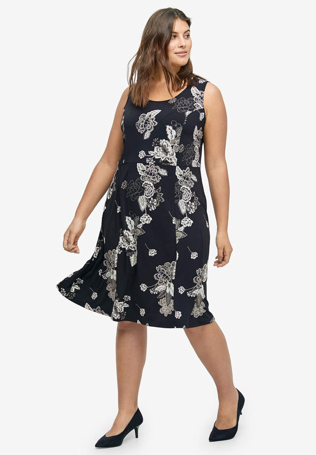 plus Size Sleeveless Knit Fit and Flare Knit Dress