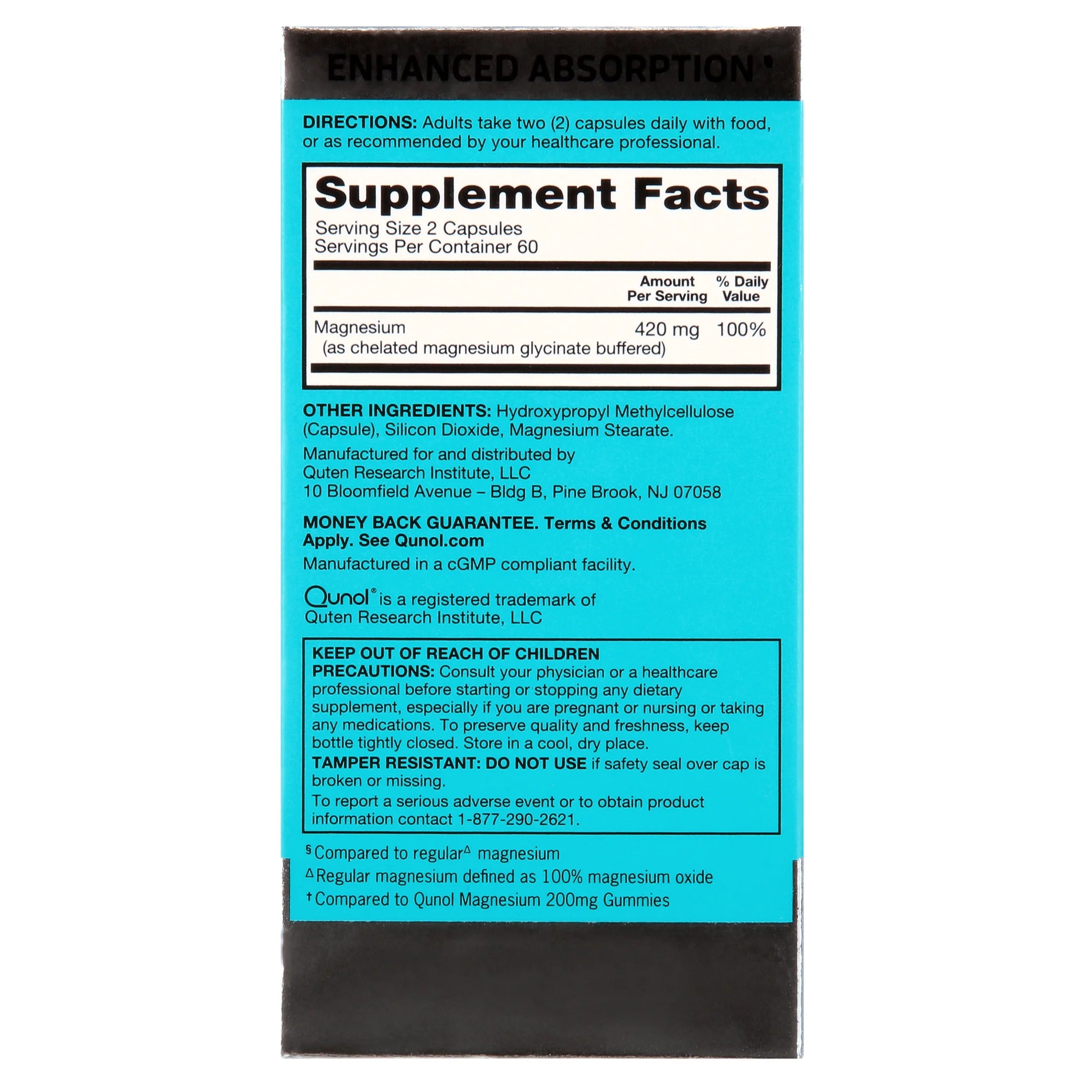 Magnesium Capsules 420Mg, High Absorption Magnesium Supplement, Extra Strength, Bone and Muscle Health Supplement, 120 Count