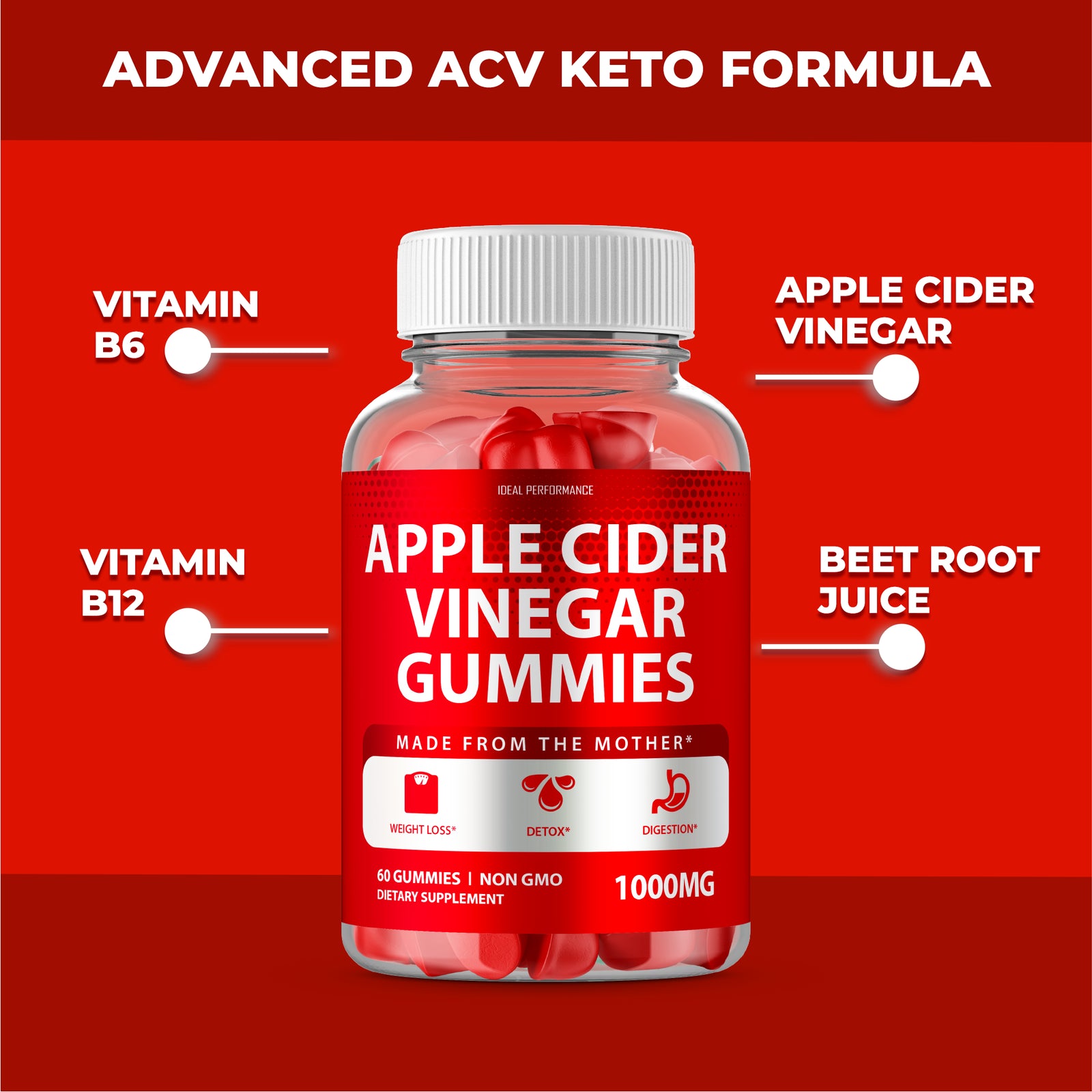 Apple Cider Vinegar Gummies with Mother - 120 Count (2 Bottles)