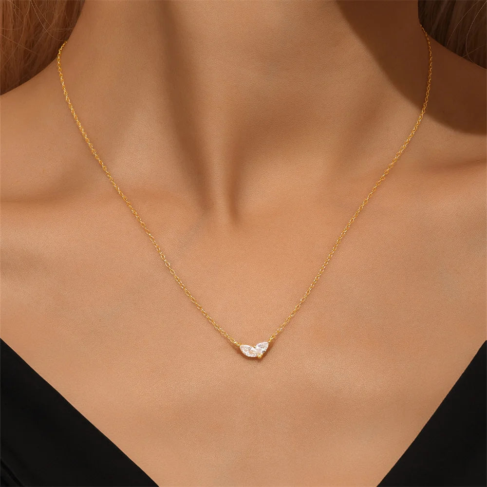 Retro 925 Sterling Silver 18K Gold Plated Necklace for Women Blue Turquoise Geometric Moon Star Pendant Clavicle Chain Jewe