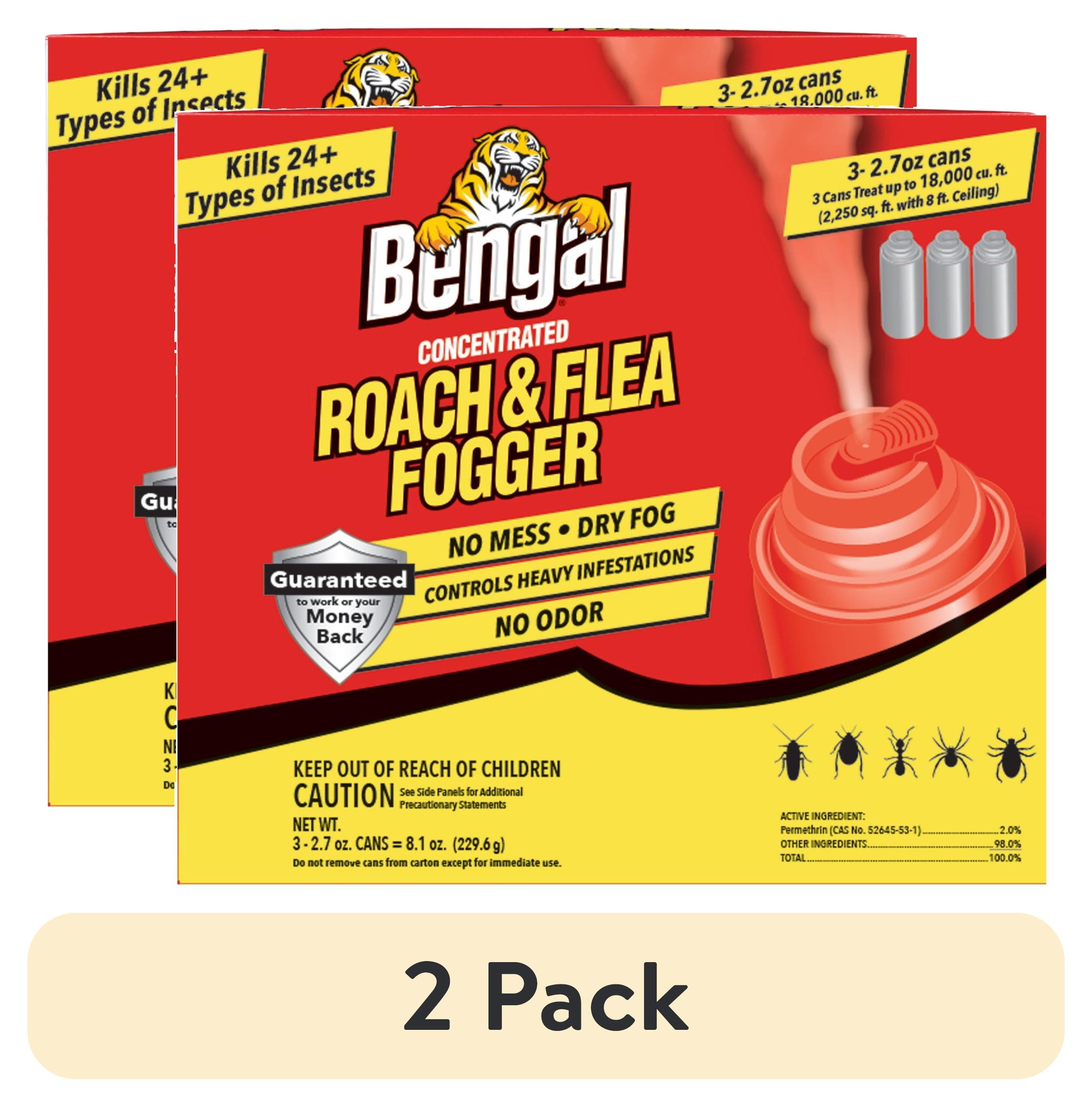 (2 Pack)  Roach & Flea Fogger, 3 Count, 2.7 Oz Cans