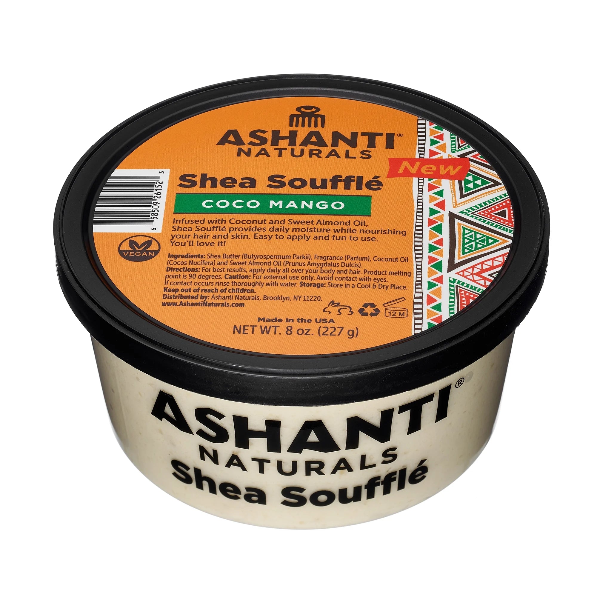Shea Soufflé: Whipped Shea Butter Cream Infused with Coconut and Almond Oil for Hair Moisturization (8 Oz) - Coco Mango Scent