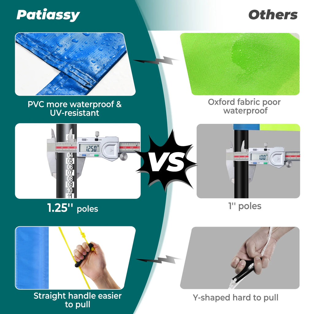 32FT Outdoor Portable Volleyball Net Set System for Backyard - Quick & Easy Setup Adjustable Height Steel Poles, PU Volleyball, Pump and Carrying Bag