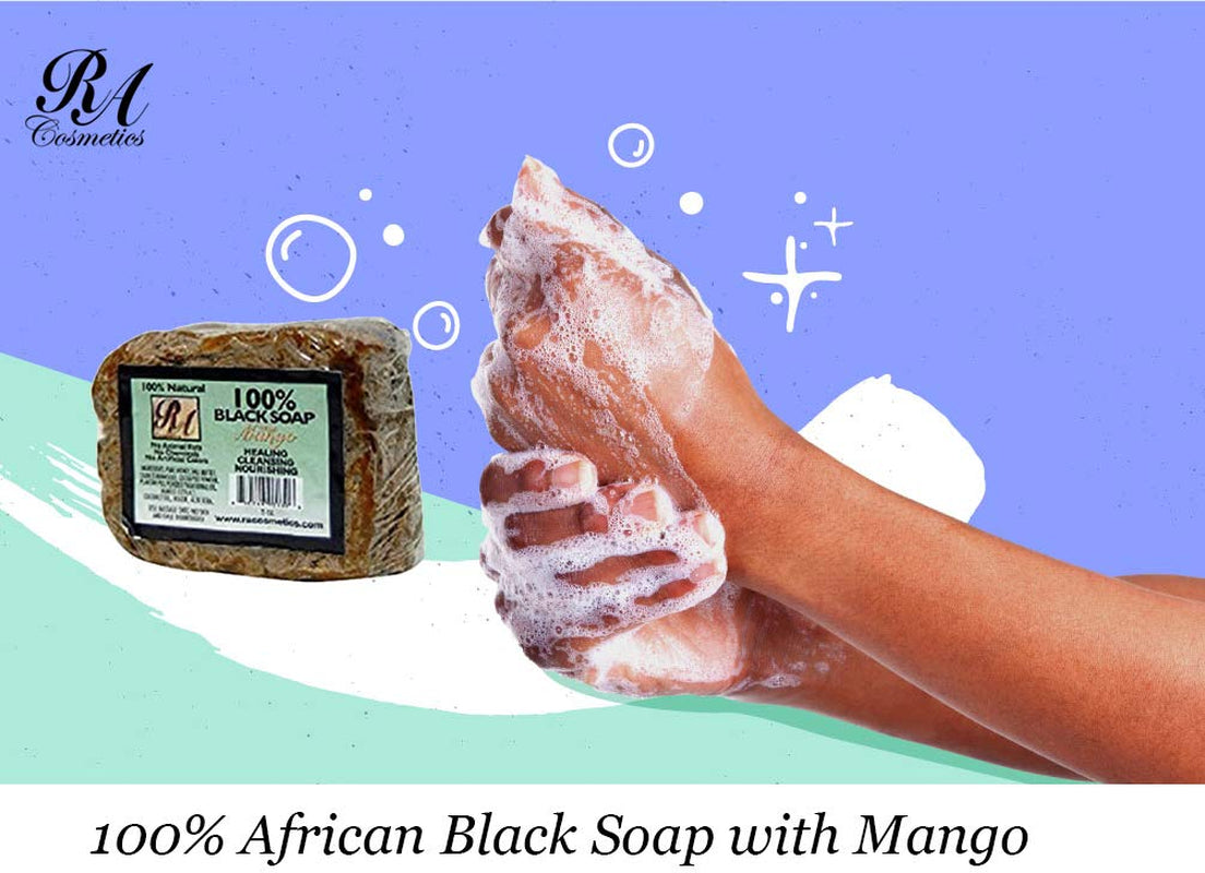Natural African Black Soap with Mango Scent, 5 oz (141 g)