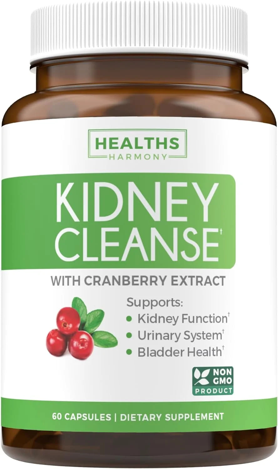 Kidney Cleanse, Kidney Support Supplement with Cranberry Extract, 60 Capsules