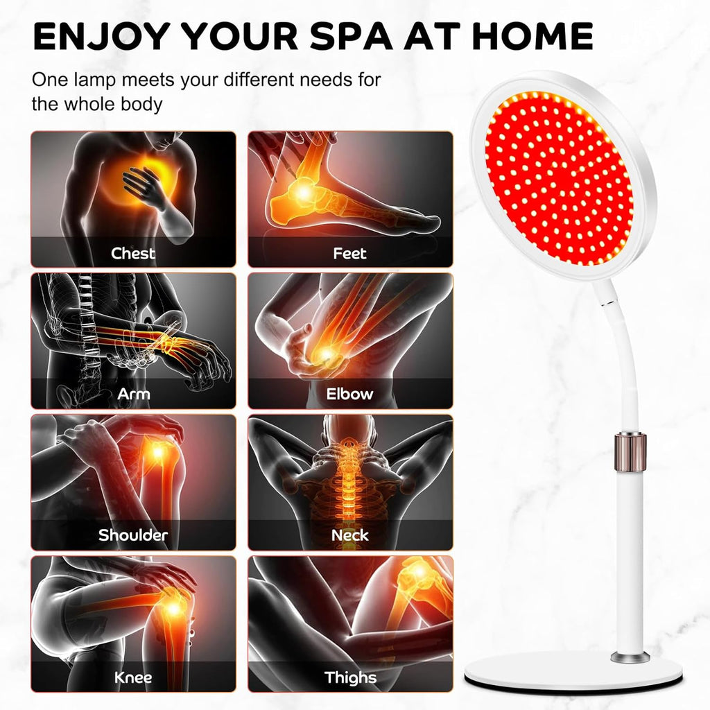 Red Light Therapy with Base for Face and Neck, 140Leds Therapy Red Light for Body, 660Nm Red Light Therapy Lamp with Adjustable Height