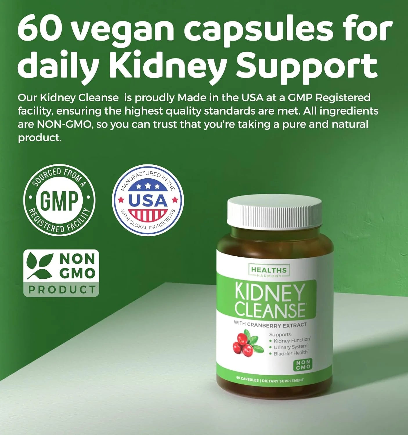 Kidney Cleanse, Kidney Support Supplement with Cranberry Extract, 60 Capsules