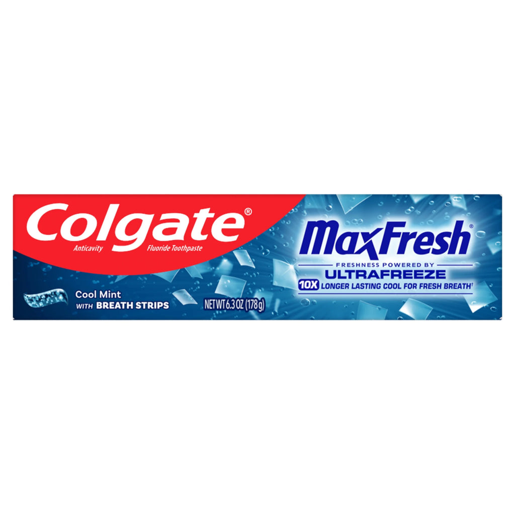 Max Fresh with Whitening Toothpaste with Mini Breath Strips, Cool Mint Toothpaste for Bad Breath, 6.3 Oz Tube