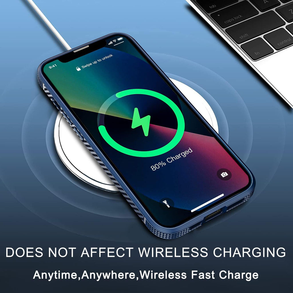 Compatible with Iphone 13 Pro Case - Shockproof Drop Protection Transparent Case Slim Fit Designed for Iphone 13 Pro Phone Case Anti-Fingerprint Anti-Scratch 6.1 Inch(Blue)