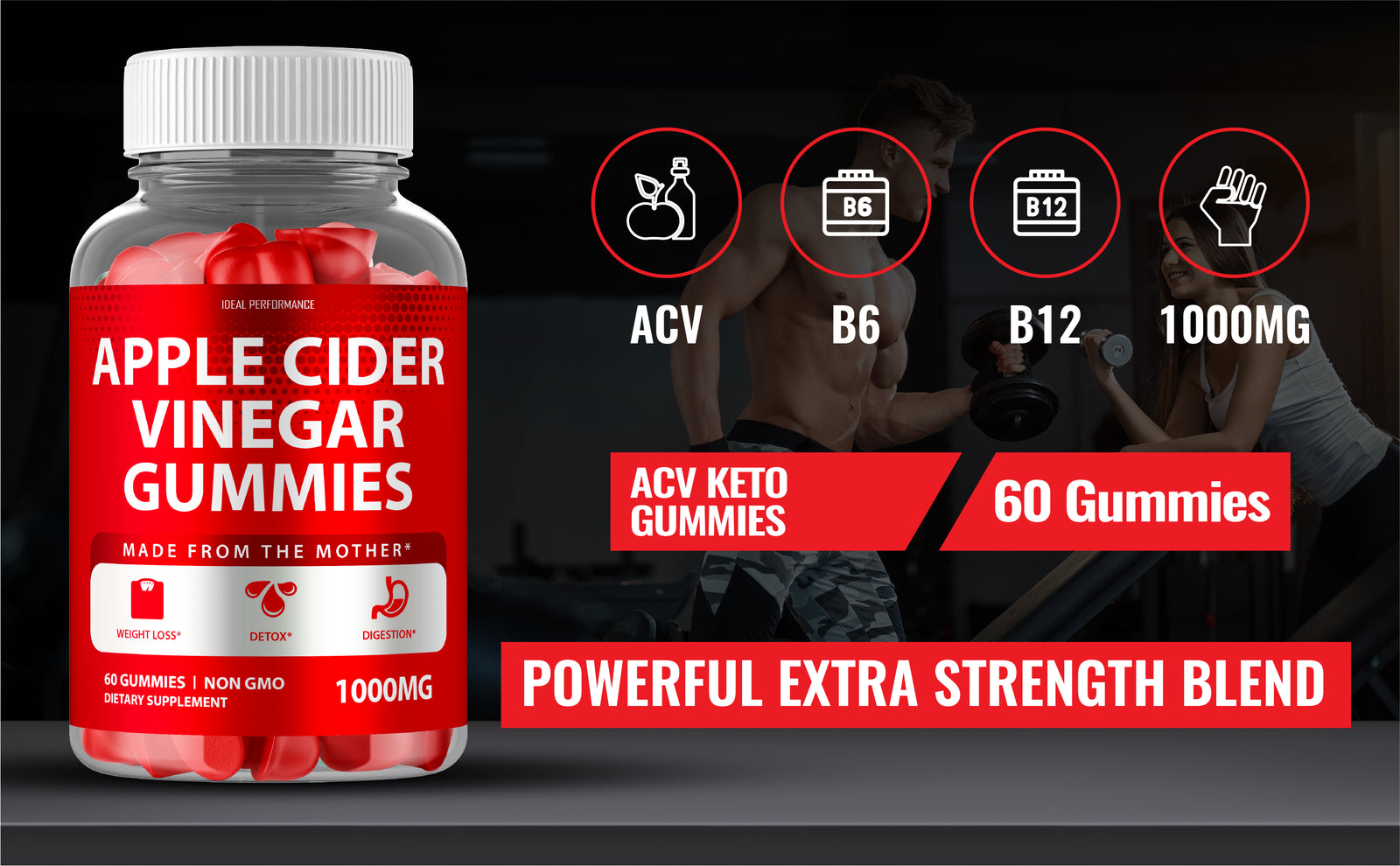 Apple Cider Vinegar Gummies with Mother - 120 Count (2 Bottles)