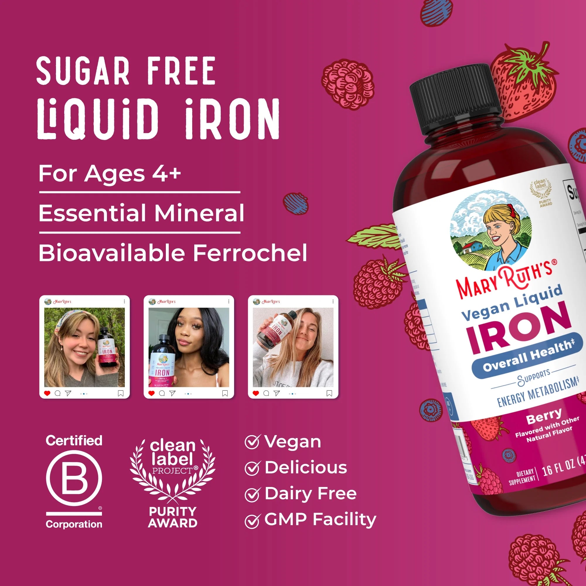 Iron Supplement for Women Men & Kids Liquid Iron Supplement for Women Men & Kids 15.22 Fl Oz