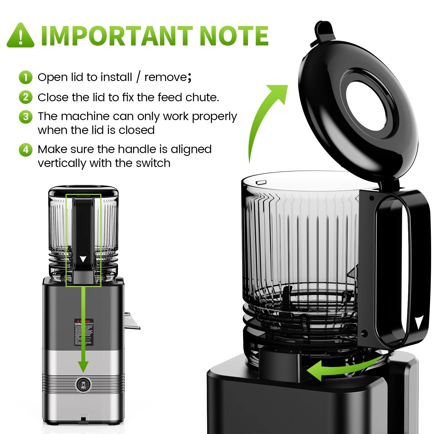 Cold Press Juicer Machine, 5.4 in Wide Feed Chute, up to 450W Professional Slow Masticating Juicer for Whole Vegetables & Fruits, Batch Juicing, Reverse Function to Clear Blockages