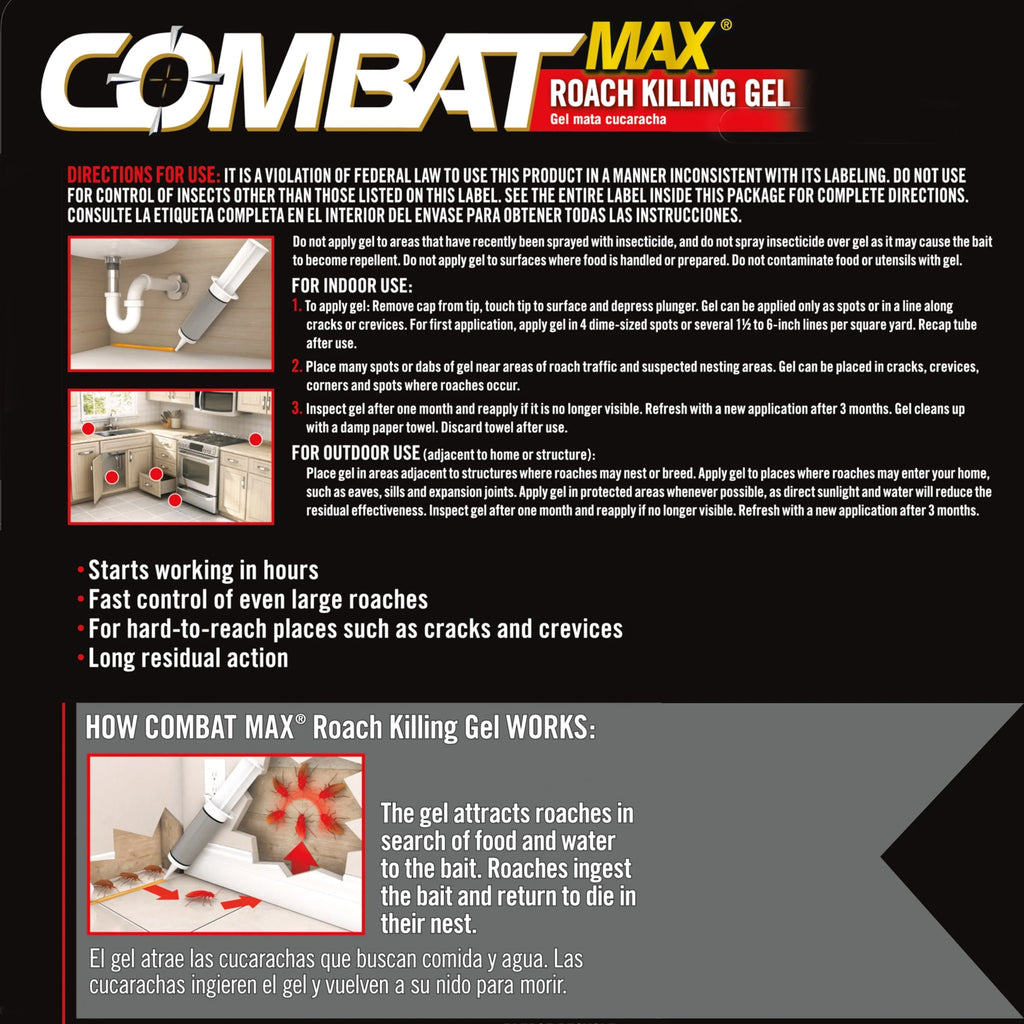 (3 Pack)  Max Roach Killing Gel for Indoor and Outdoor Use, 1 Syringe, 2.1 Ounces