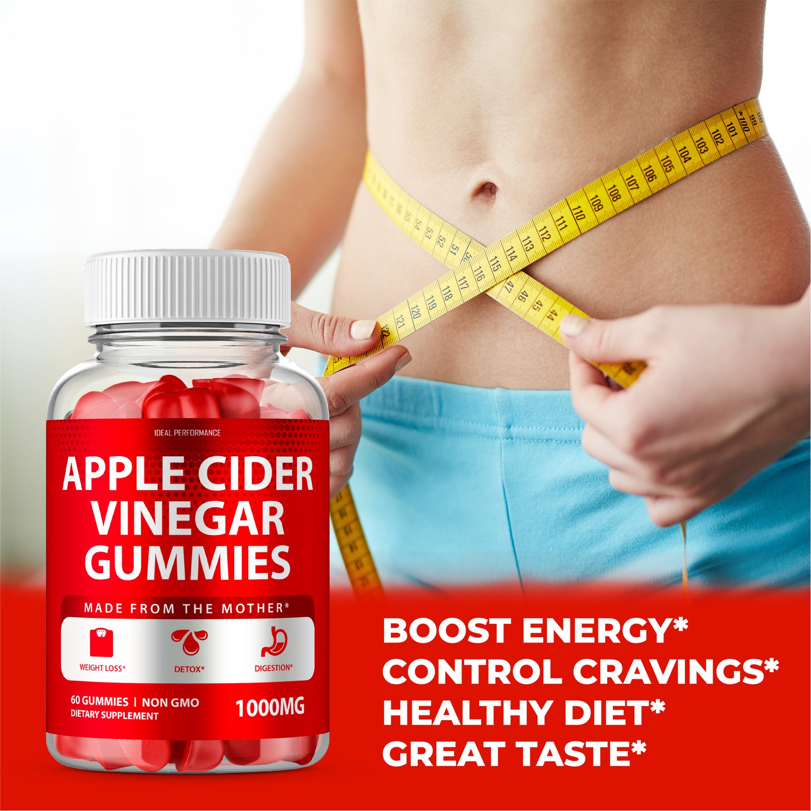 Apple Cider Vinegar Gummies with Mother - 120 Count (2 Bottles)