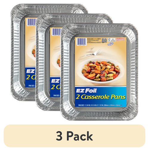 (3 Pack)  Disposable Casserole Pans, 11.75 X 9.25 Inch, 2 Count