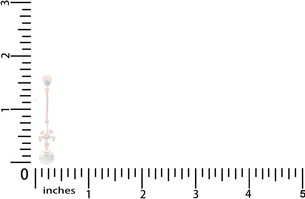 Sterling Silver Shell Pearl Earrings with Cubic Zirconia Flower Dangle Drop Stud Earrings for Women