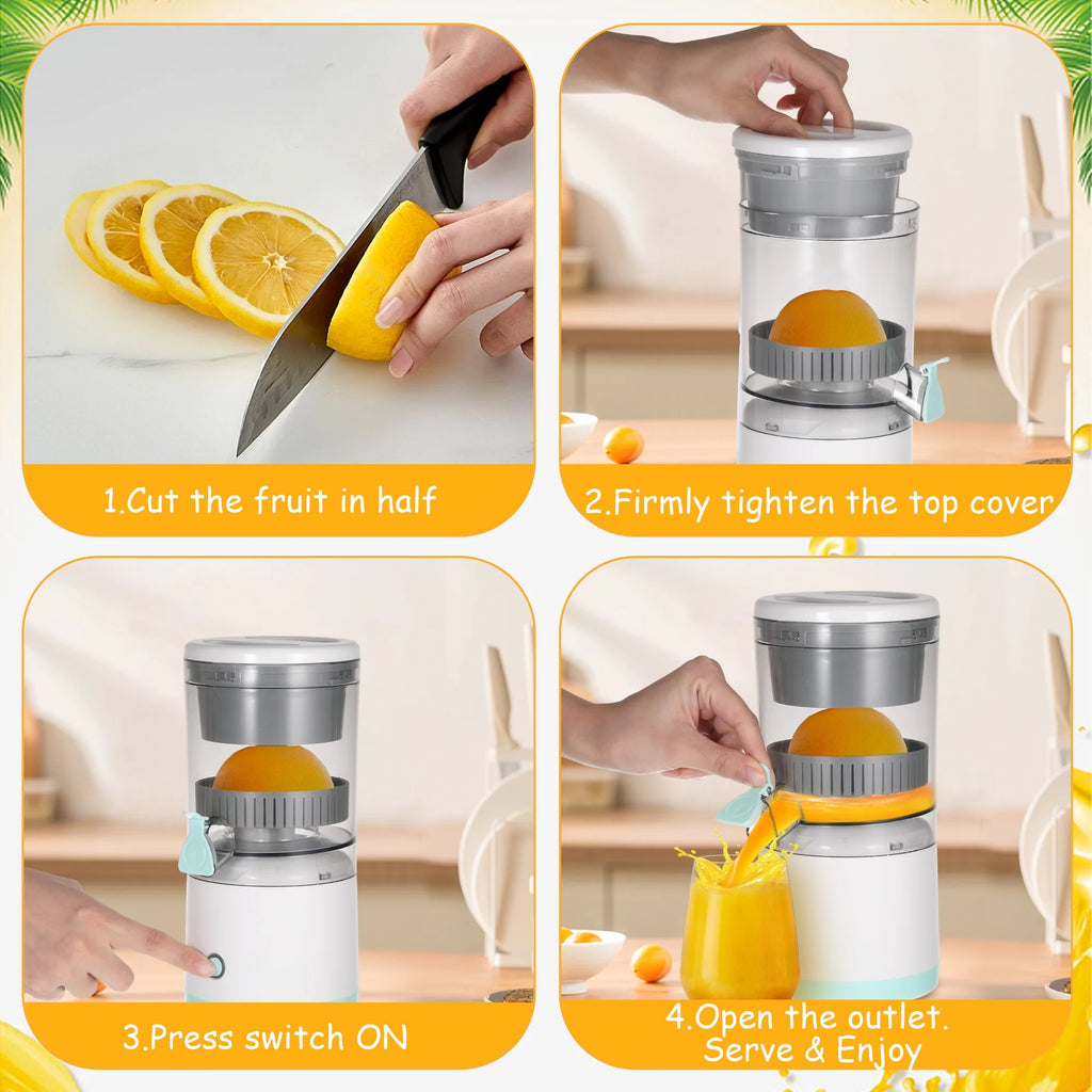 Portable Electric Juicer, 45 Watts USB Rechargeable Electric Citrus Juicer Machines for Orange, Lemon, Grapefruit